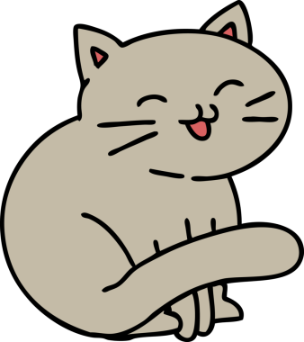 Bir insan tarafından çizilmiş mutlu bir kedi çizgi filmi.