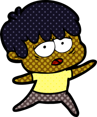 Bir insan tarafından çizilmiş bitkin çocuk çizgi filmi.