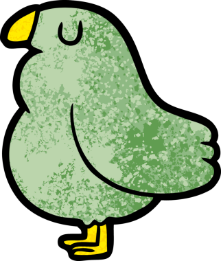 Bir insan tarafından çizilmiş çizgi film kuşu.