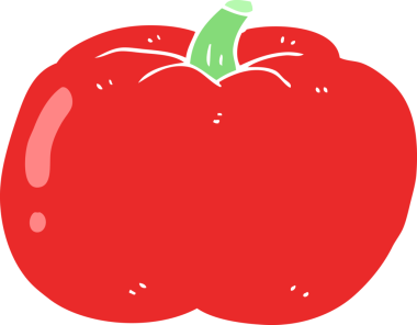 Bir insan tarafından çizilmiş domatesin düz renk çizimi