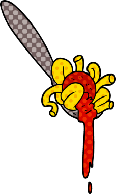 Bir insan tarafından çizilmiş karikatür spagettisi