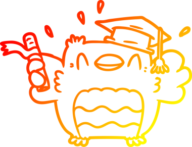 Bir insan tarafından çizilen çizgi film baykuşunun sıcak çizgi çizimi