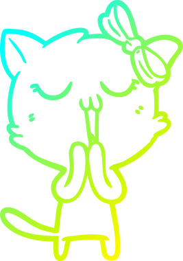 Bir insan tarafından çizilen çizgi film kedisinin soğuk gradyan çizgisi.