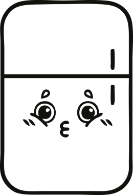 Bir insan tarafından çizilmiş bir buzdolabı karikatürü.