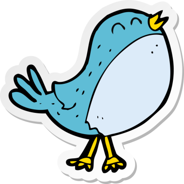 Bir insan tarafından çizilmiş şarkı söyleyen bir kuşun çıkartması.