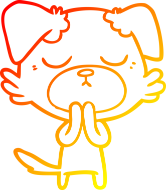 Bir insan tarafından çizilmiş sevimli bir köpeğin sıcak çizgi çizgisi.