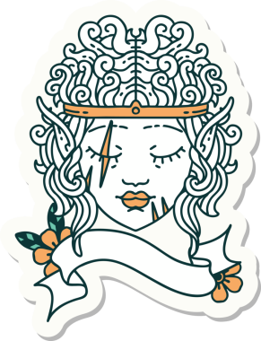 Bir insan tarafından çizilmiş barbar bir elf karakterinin çıkartması.