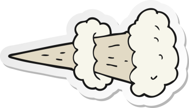 Bir insan tarafından çizilmiş karikatür duman patlaması çıkartması.