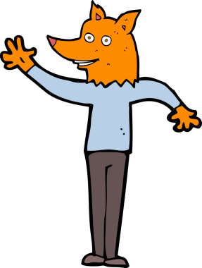 Bir insan tarafından çizilmiş tilki adam.