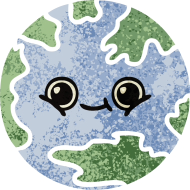 Bir insan tarafından çizilmiş bir gezegenin retro çizim tarzı karikatürü.