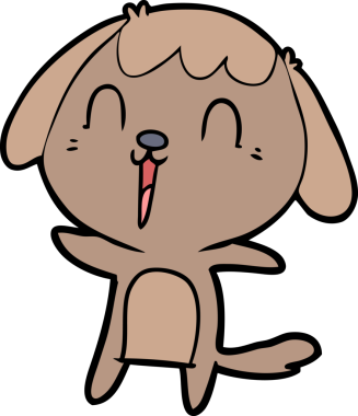 Bir insan tarafından çizilmiş şirin bir çizgi film köpeği.