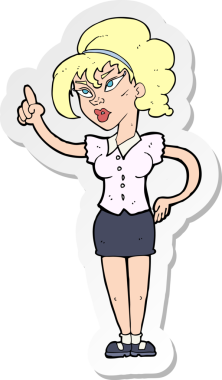 Bir insan tarafından çizilmiş fikri olan bir karikatür kadının çıkartması.