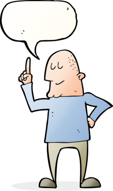 Bir insan tarafından çizilen konuşma baloncuğuyla işaret eden çizgi film adamı.