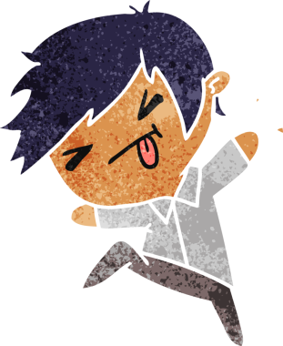 Bir insan tarafından çizilmiş bir kawaii 'nin eski çizgi film çizimi.