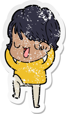 Bir insan tarafından çizilmiş karikatür kadının sıkıntılı çıkartması.