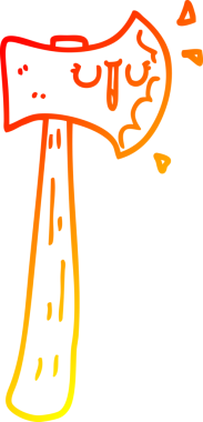 Bir insan tarafından çizilmiş bir baltanın sıcak çizgi çizimi