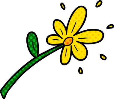 Bir insan tarafından çizilmiş karikatür çiçeği