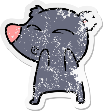 Bir insan tarafından çizilmiş ıslık çalan bir ayının sıkıntılı çıkartması.