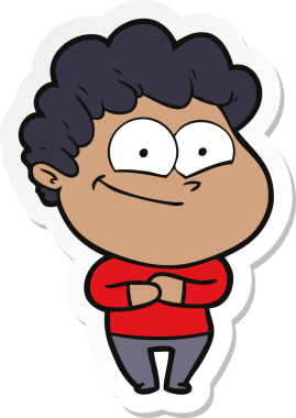 Bir insan tarafından çizilmiş mutlu bir adamın çıkartması.