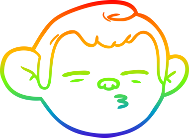 gökkuşağı gradyan çizgi çizimi bir insan tarafından çizilmiş maymun yüzü