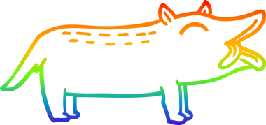 gökkuşağı gradyan çizgi çizimi bir insan tarafından çizilmiş komik bir köpek