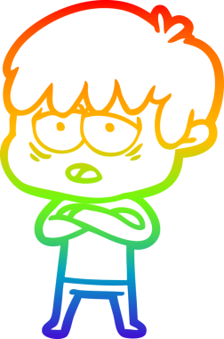 gökkuşağı gradyan çizgi çizimi bir insan tarafından çizilmiş bitkin bir çocuk