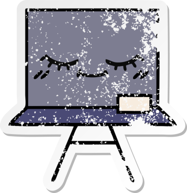 Sevimli bir karikatür tahtası insan tarafından çizilmiş sıkıntılı bir çıkartma.