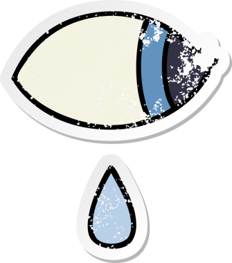 Üzüntülü bir karikatür çıkartması. Ağlayan göz bir insan tarafından çizilmiş.