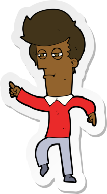 Bir insan tarafından çizilmiş bir karikatürcünün çıkartması.