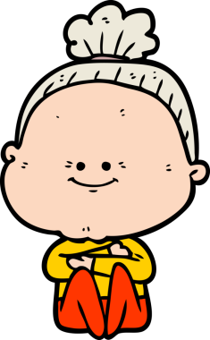 Bir insan tarafından çizilmiş mutlu yaşlı kadın çizgi filmi.