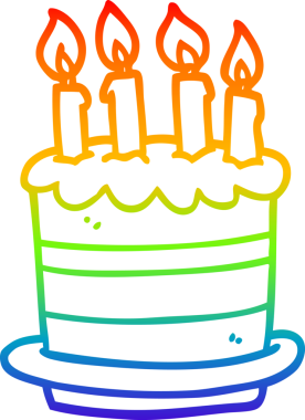 gökkuşağı gradyan çizgisi bir insan tarafından çizilmiş bir doğum günü pastası