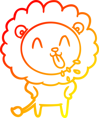 Bir insan tarafından çizilmiş mutlu çizgi film aslanının sıcak çizgi çizimi