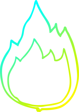 Bir insanın çizdiği çizgi film ateşinin soğuk eğimli çizgisi.