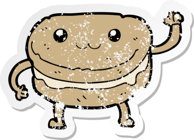 Bir insan tarafından çizilmiş kek karakterinin sıkıntılı çıkartması.