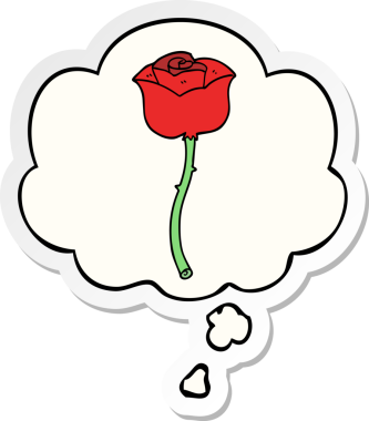 Düşünce baloncuklu çizgi film bir insan tarafından çizilmiş bir çıkartma gibi güldü.