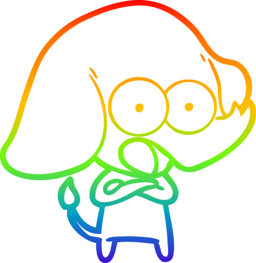 Gökkuşağı gradyan çizgisi bir insan tarafından çizilmiş şirin bir fil çizimi