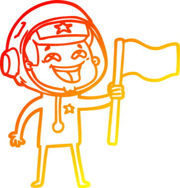 Bir insan tarafından çizilmiş gülen astronot çizgi filminin sıcak çizgi çizimi.