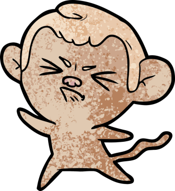 Bir insan tarafından çizilmiş kızgın maymun çizgi filmi.