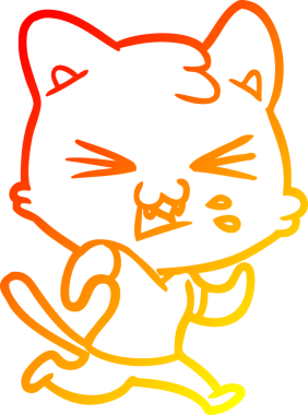 Bir insan tarafından çizilmiş çizgi film kedisinin sıcak çizgi çizimi