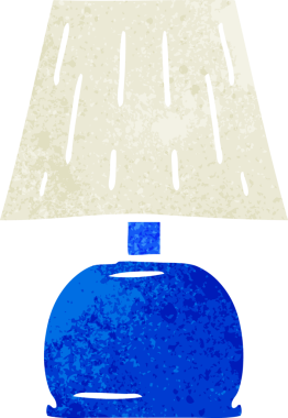 El çizimi retro karikatür bir insan tarafından çizilmiş yatak kenarı lambası