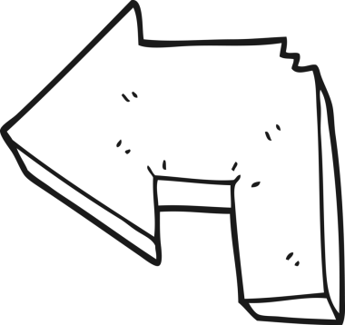 Bir insan tarafından çizilmiş serbest çizim siyah beyaz çizgi film yönü oku