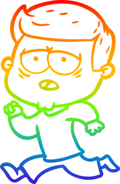 Gökkuşağı gradyan çizgi çizimi bir insan tarafından çizilmiş yorgun bir adam