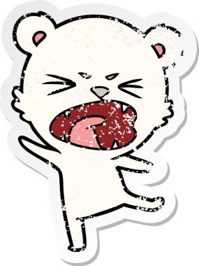 Bir insan tarafından çizilmiş kızgın bir kutup ayısının sıkıntılı çıkartması.