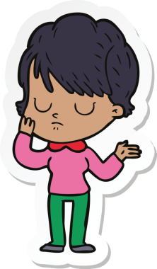 Bir insan tarafından çizilmiş bir karikatür kadının çıkartması.