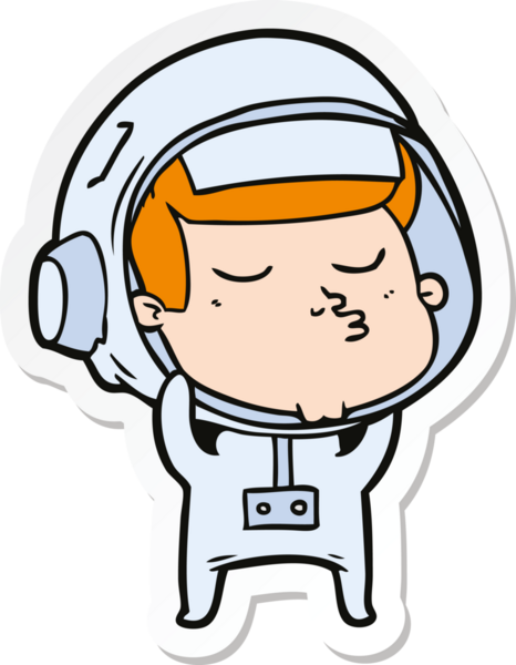 Bir insan tarafından çizilmiş kendine güvenen bir astronotun çıkartması.