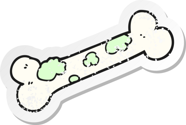 Bir insan tarafından çizilmiş küflü eski bir kemik karikatürünün gerilimli yapıştırması.