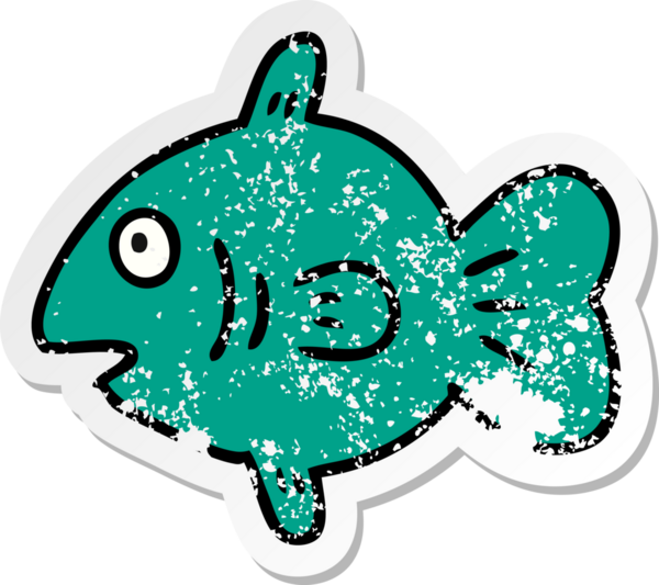 Bir insan tarafından çizilmiş bir deniz balığının çizilmiş karikatürü.