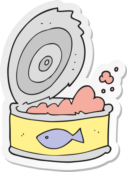 Bir insan tarafından çizilmiş bir kutu ton balığı etiketi.