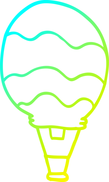 Bir insan tarafından çizilen sıcak hava balonunun soğuk çizgi çizimi.