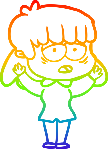 gökkuşağı gradyan çizgi çizimi bir insan tarafından çizilmiş yorgun bir kadın